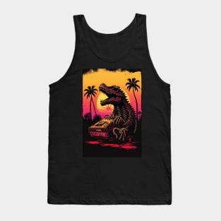 Synthwave Dinosaur Skeleton Tank Top